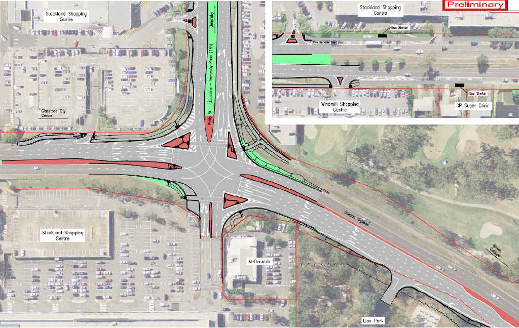 PRIORITY PROJECT: The Department of Transport and Main Roads’ plan for the intersection upgrades. PRIORITY PROJECT: The Department of Transport and Main Roads’ plan for the intersection upgrades.